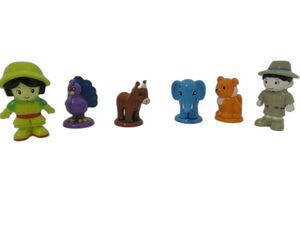 Zoo Keeper and Animals Toy Lot Appx 2" Plastic Toys Figures.